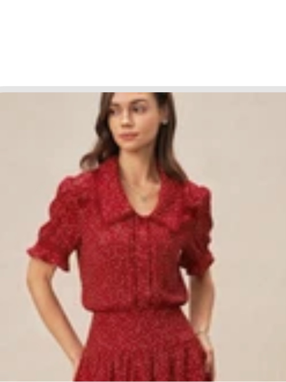 RIHOAS Red Short-Sleeve Blouse with Statement Collar
